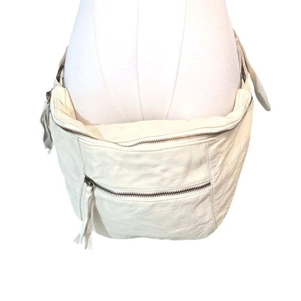 Free People Cream Leather Studded Belt Bag Fanny Pack Crossbody - Picture 5 of 14